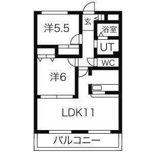 リベルタ・パラッツォ(2LDK/2階)の間取り写真