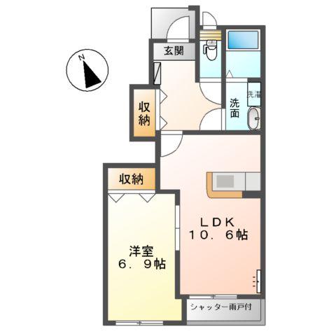 メルヴェール(1LDK/1階)の間取り写真
