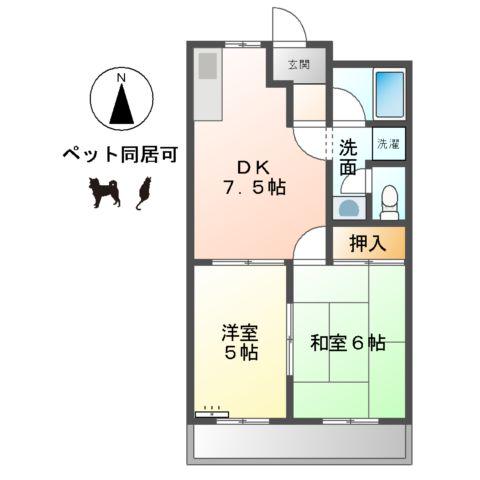 グレイス21(2DK/1階)の間取り写真