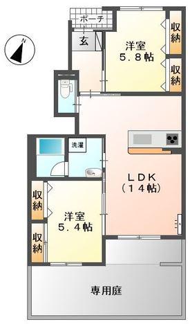 コード ダヴィンチ(2LDK/1階)の間取り写真
