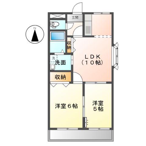 トワール(2LDK/2階)の間取り写真