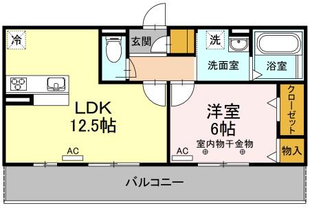 アンダーフォレスト(1LDK/2階)の間取り写真