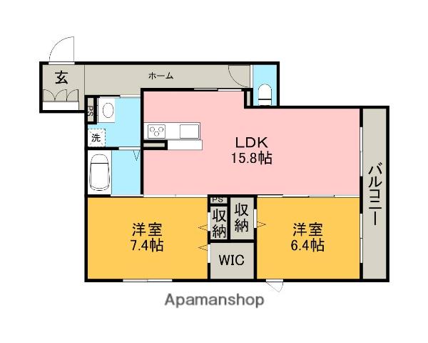 ウィスティリア(2LDK/2階)の間取り写真