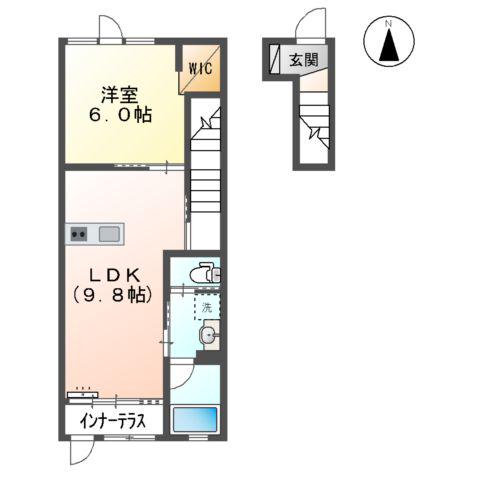 アークス黒田(1LDK/2階)の間取り写真