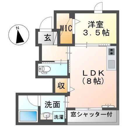 アクロスモモ(1LDK/1階)の間取り写真