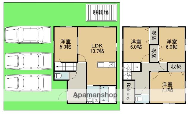 東海道本線 尾張一宮駅 バス乗車時間：13分 起工校・三岸美術館前バス停で下車 徒歩7分 2階建 築10年(4LDK)の間取り写真
