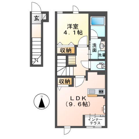 プランドール F(1LDK/2階)の間取り写真