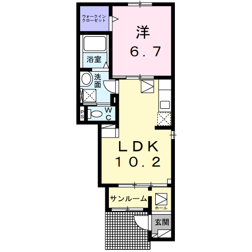 アルダン(1LDK/1階)の間取り写真