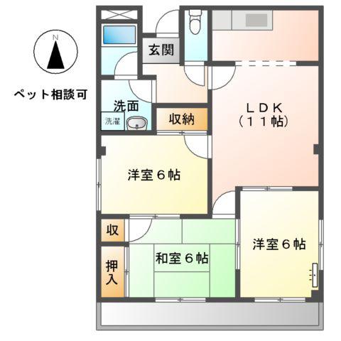 ヨーロピアンタキセイⅡ(3LDK/3階)の間取り写真