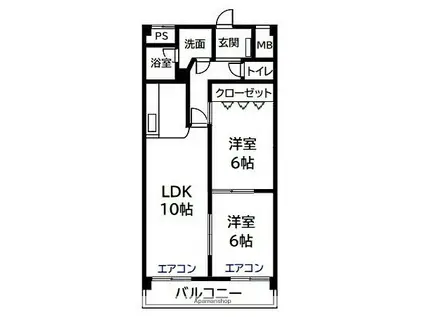MENAGE KOMORI(2LDK/6階)の間取り写真