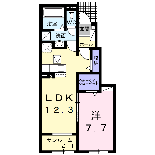 エノルメⅡ(1LDK/1階)の間取り写真