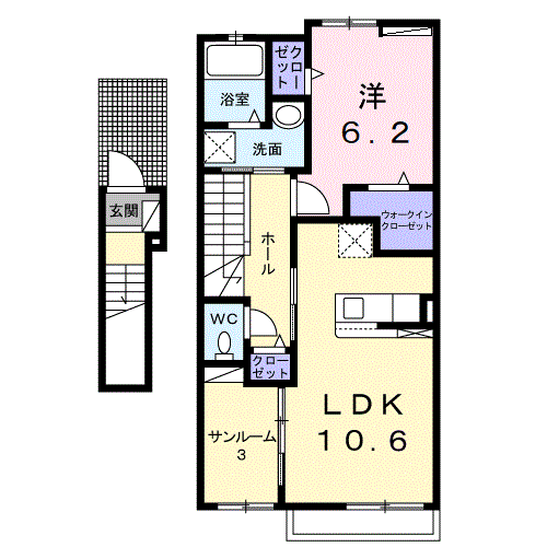 カルミア(1LDK/2階)の間取り写真