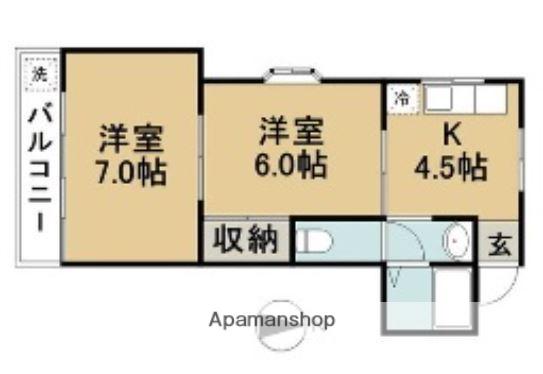 ベルハウス(2K/2階)の間取り写真