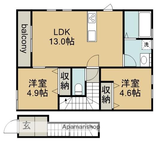 リーブルファイン東五城(2LDK/2階)の間取り写真