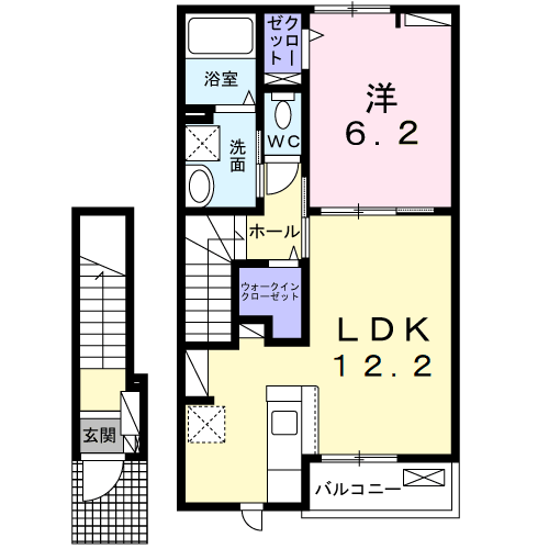 ファー ビヨンド Ⅴ(1LDK/2階)の間取り写真