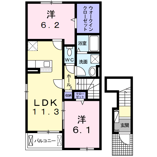 ハレ ルアナ Ⅱ(2LDK/2階)の間取り写真