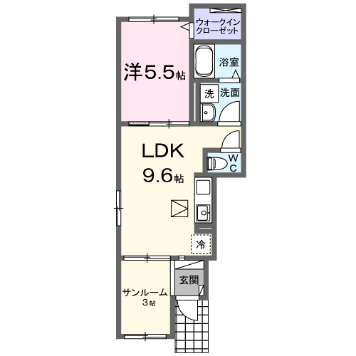 モナローム・シェリⅡ(1LDK/1階)の間取り写真