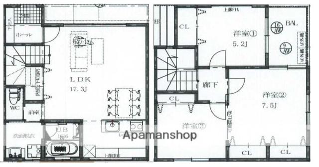 ＳＨＩＲＯＳＡＫＩ(3LDK)の間取り写真