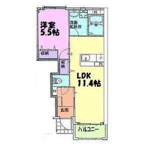 正明寺花水木(1LDK/1階)の間取り写真