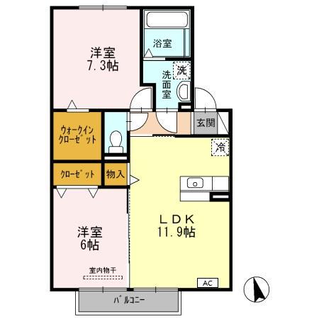 ハルトリーゲル B(2LDK/2階)の間取り写真