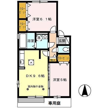 アルカンシエル(2LDK/1階)の間取り写真