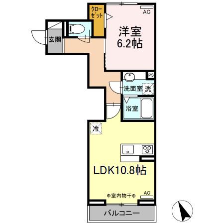 サンライズ スギモト(1LDK/2階)の間取り写真