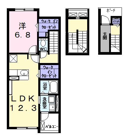 コンフォート(1LDK/3階)の間取り写真