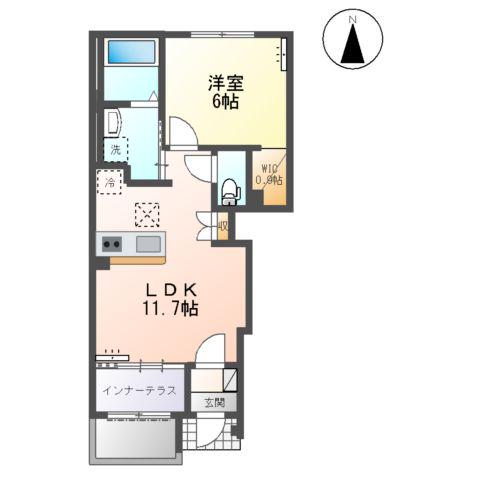 リバーサイド ゆう(1LDK/1階)の間取り写真