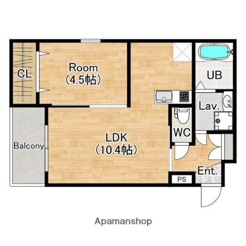 ジーメゾン妙興寺ルクシア(1LDK/2階)の間取り写真