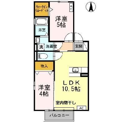ハイム西五城III(2LDK/2階)の間取り写真