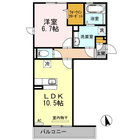 リバーパーク I(1LDK/2階)の間取り写真