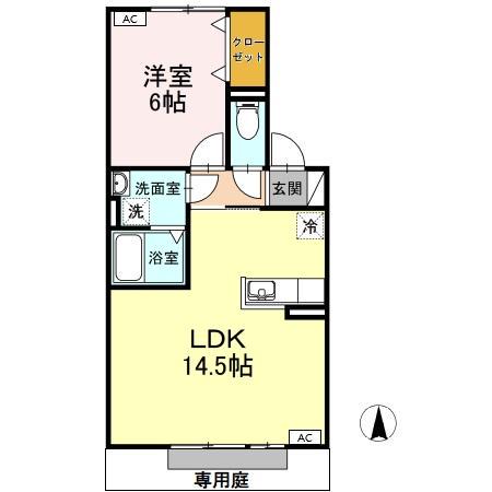 シエルコートIII(1LDK/1階)の間取り写真