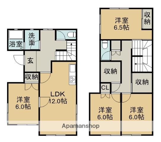 名鉄名古屋本線 黒田駅(愛知) 徒歩13分 2階建 築38年(4LDK)の間取り写真