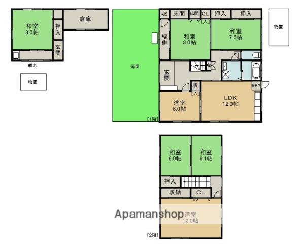 名鉄津島線 青塚駅 徒歩18分 2階建 築30年(6LDK)の間取り写真