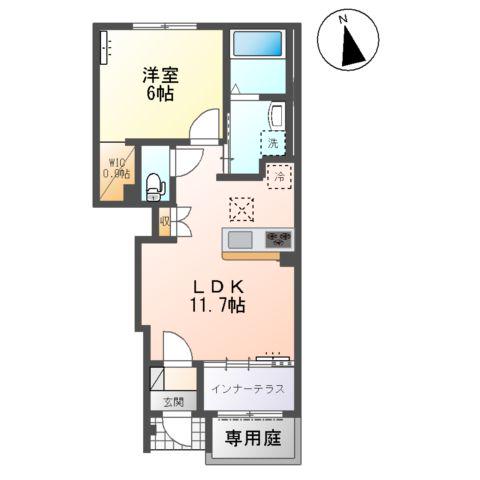 フォレストあずら(1LDK/1階)の間取り写真