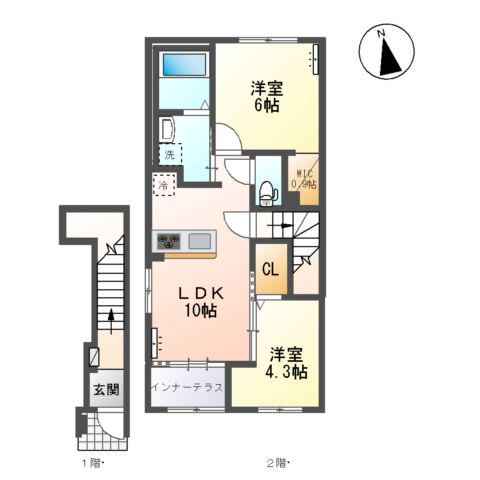 フォレストあずら(2LDK/2階)の間取り写真