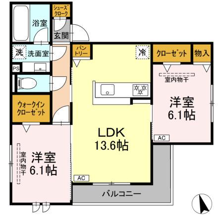 MUGUETE(2LDK/3階)の間取り写真