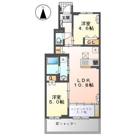 北方町中島字東郷AP(2LDK/1階)の間取り写真