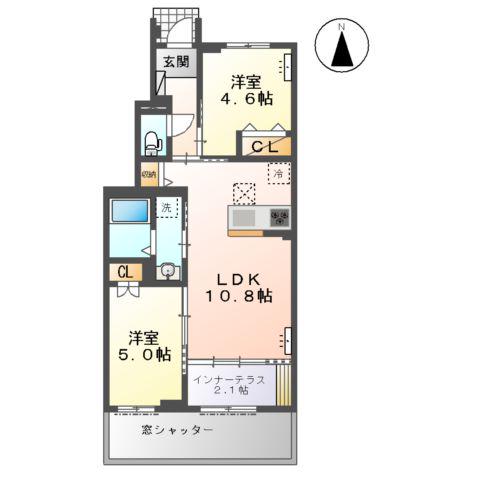 北方町中島字東郷AP(2LDK/1階)の間取り写真