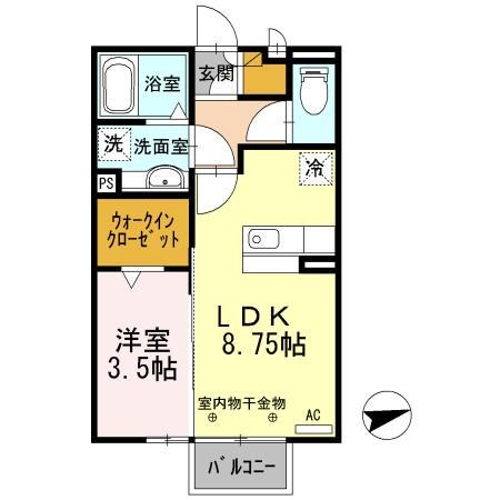 メゾンエルメス(1LDK/2階)の間取り写真