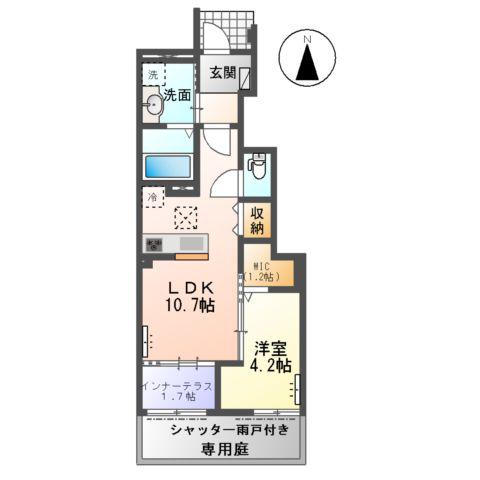 RICHESSE(1LDK/1階)の間取り写真