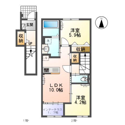 RICHESSE(2LDK/2階)の間取り写真