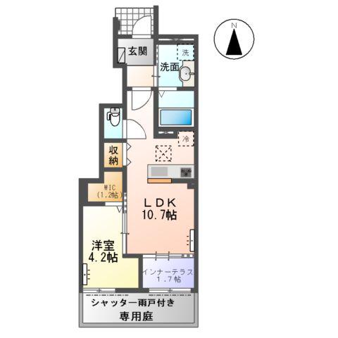 RICHESSE(1LDK/1階)の間取り写真