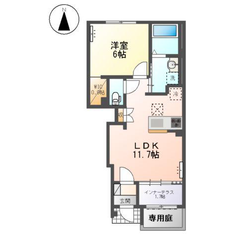 森本2丁目アパートⅢ(1LDK/1階)の間取り写真