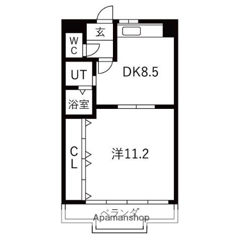 スパ・フランコルシャン(1DK/2階)の間取り写真