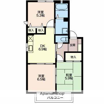 ガーデンハイツ下沼(3DK/2階)の間取り写真