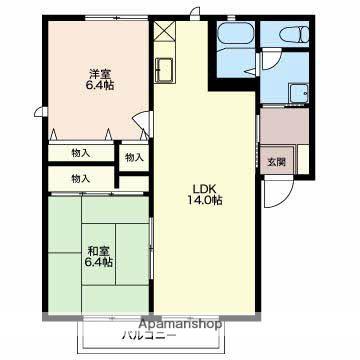 ガーデンハイツ下沼(2LDK/2階)の間取り写真