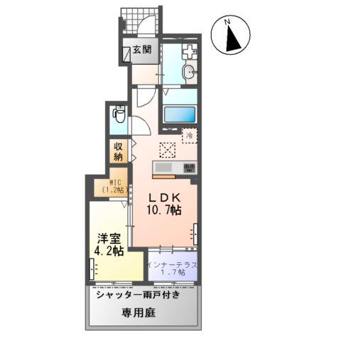 小信中島郷西アパート(1LDK/1階)の間取り写真