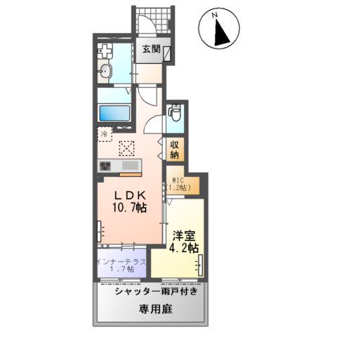 小信中島郷西アパート(1LDK/1階)の間取り写真