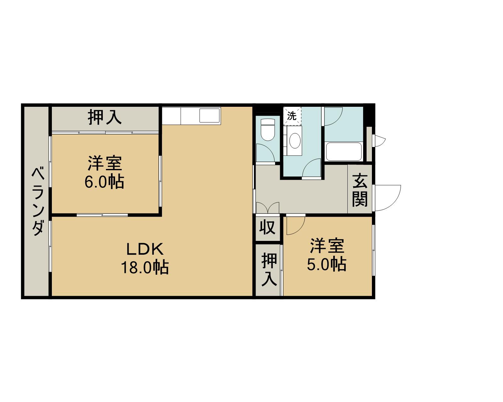 ヤマイチマンション(2LDK/3階)の間取り写真